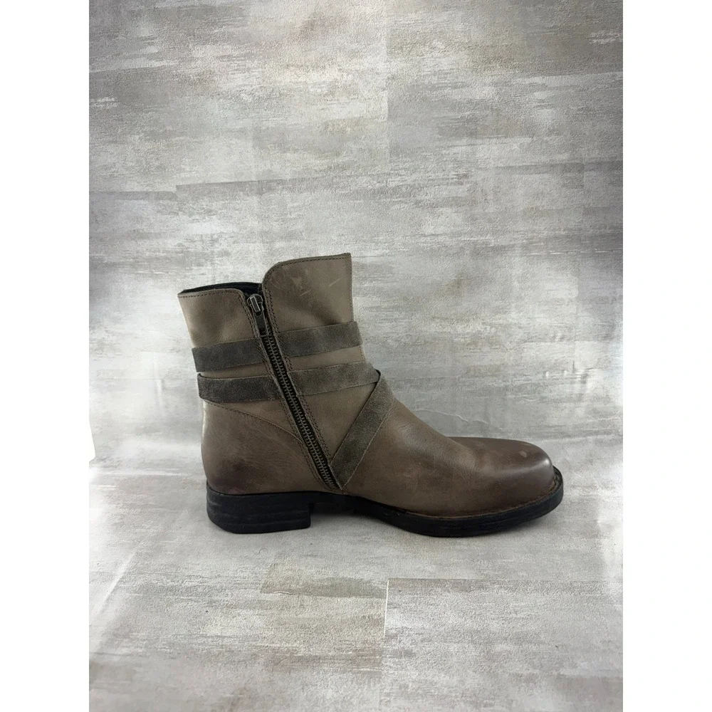 Born Women Taupe Leather Fringe Tassel Ankle Boots F72022 Size 11M